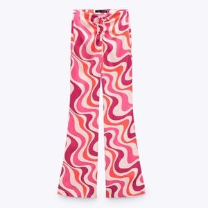 Zara Flared Zig Zag Print Pants